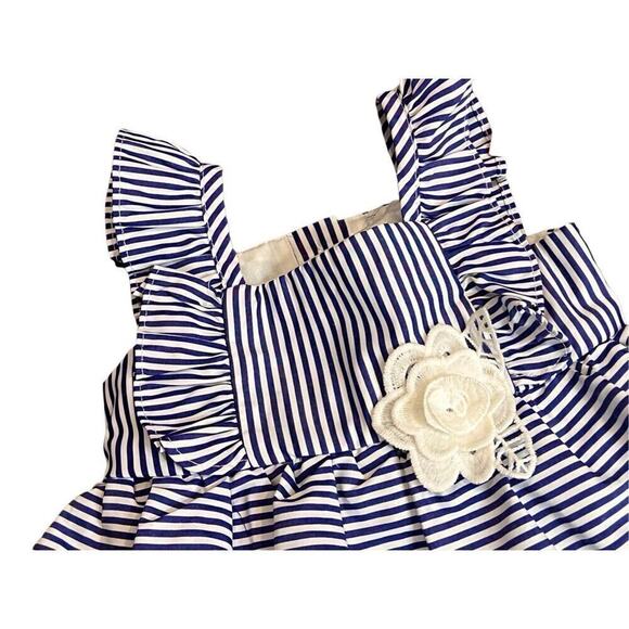 Rare Editions 2pc Blue Striped Sleeveless Dress Bloomers 3-6 months‎ NWT Cottage - Picture 2 of 6